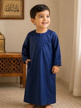 Blue Islamic thobe toddler boy